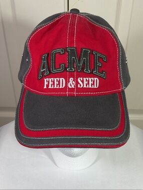 ACME Feed & Seed Two-Tone Red and Gray Baseball Cap
